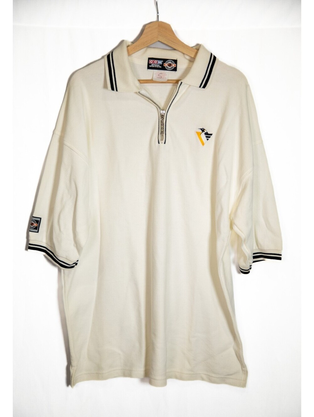 Pittsburgh Penguins Vintage Polo Shirt Pen 1990s Retro Logo - Men's XL